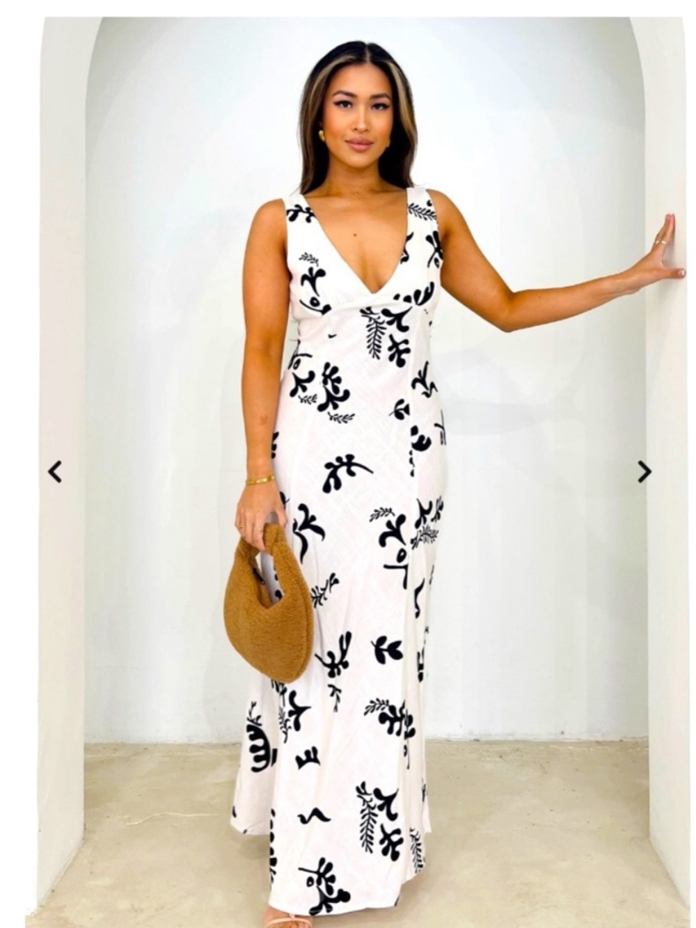 Anthropologie Paper Heart White and Black Linen Maxi Dress